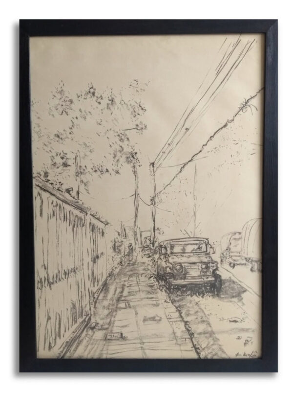 "En Mariano Ramos". Carbón sobre papel.