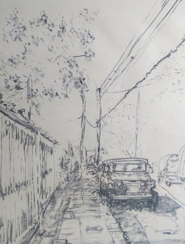 "En Mariano Ramos". Carbón sobre papel. - Image 2